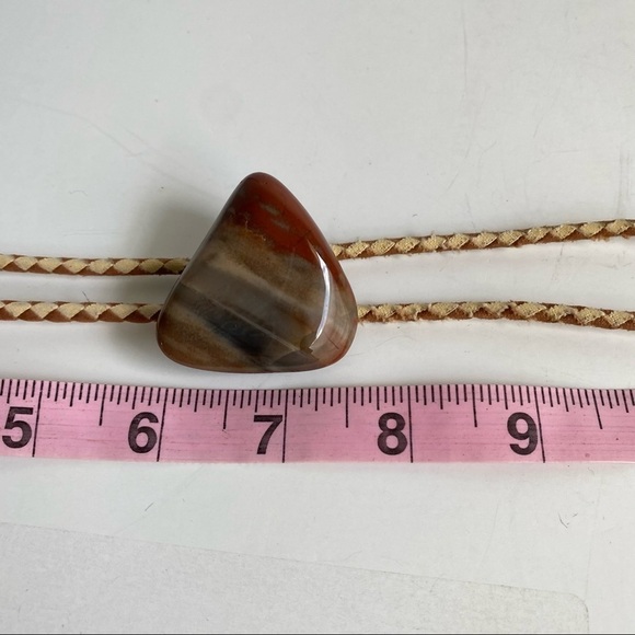 Vintage Agate Bolo Tie Western Southwest Rockabilly Cowboy Brown Red Unisex Mens - Picture 8 of 11